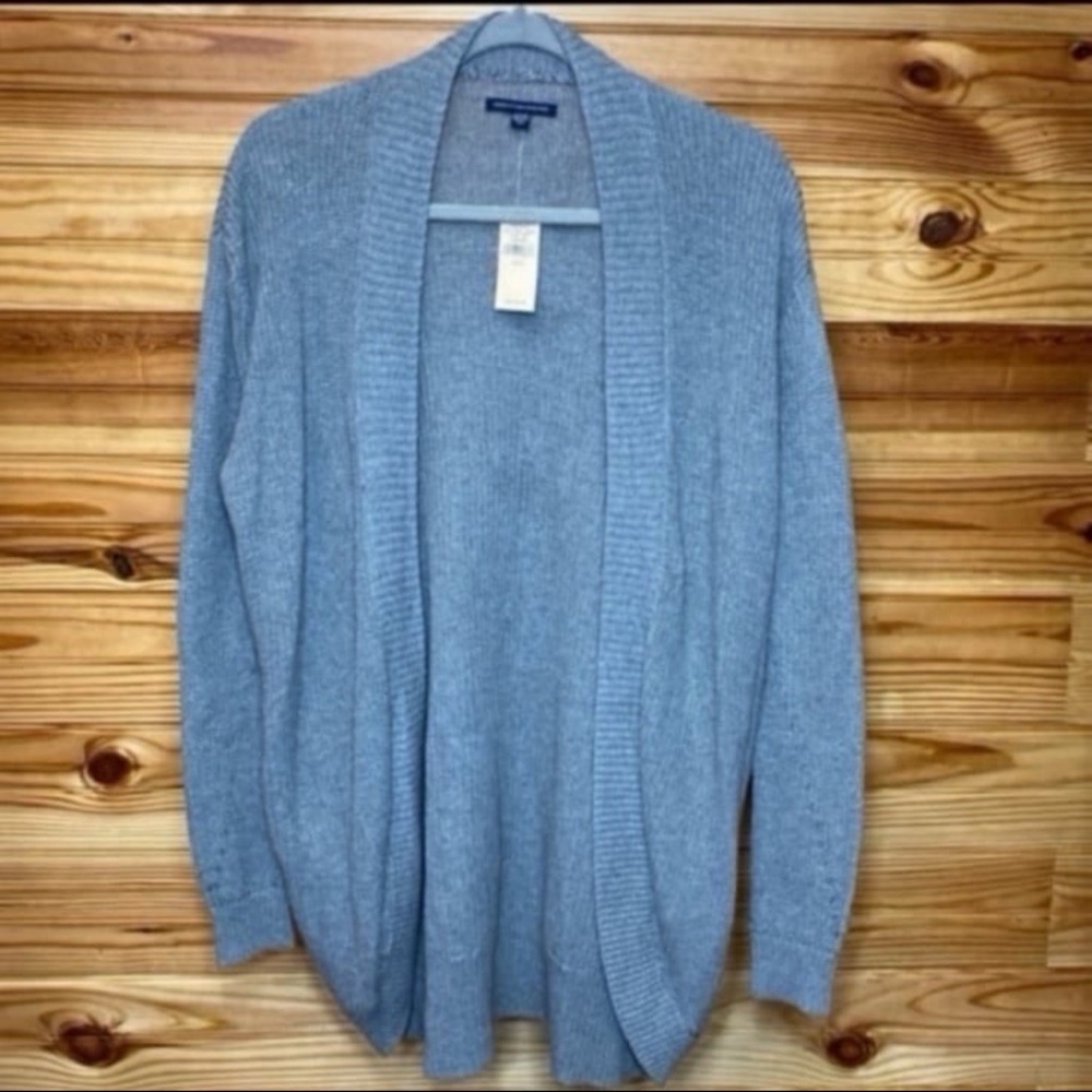 American eagle outfitters long sleeve grey knit cardigan sweater with pockets